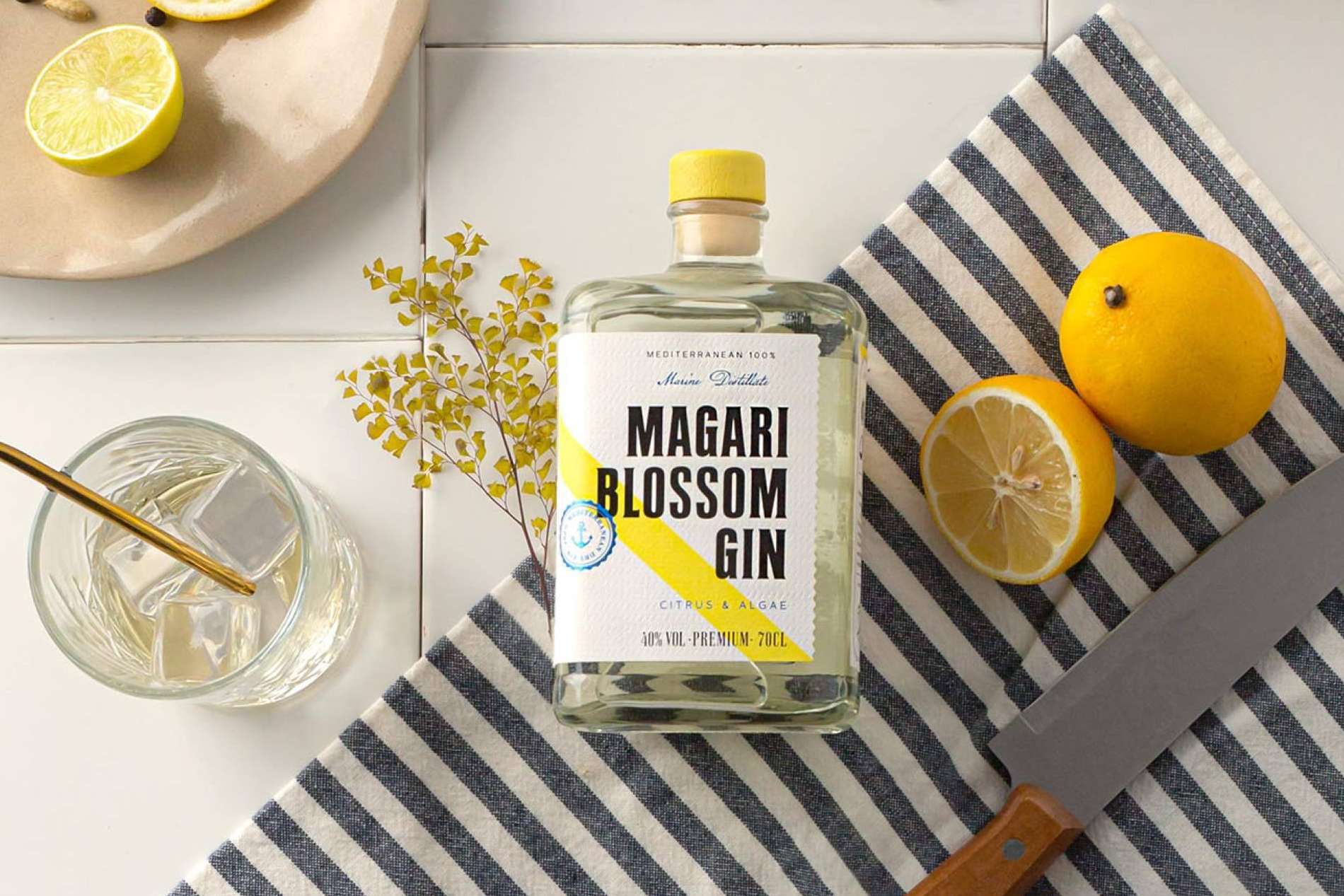 MAGARI BLOSSOM Premium GIN 70 cl Citrus & Algae; Un Brindis al Sabor del Mar